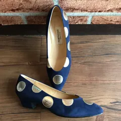 POMPADOUR ゴールドドット　スエードパンプス