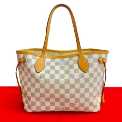 極 美品 LOUIS VUITTON ルイヴィトン ネヴァーフル PM ダミエ アズール レザー 本革 トートバッグ ハンドバッグ オフホワイト s716a