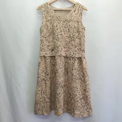 ◇ ⊂ ◎●未使用● NATURAL BEAUTY BASIC 総柄 ロング丈 ワンピース サイズM ベージュ ブラック レディース E  【1410100000708】