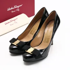 Salvatore Ferragamo サルヴァトーレフェラガモ TINA パンプス サイズ5 1/2 ヴァラリボン ハイヒール レザー イタリア製 ブランド古着【中古】20250429/RA4417