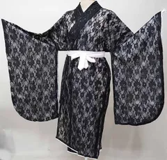 二尺袖着物 単品 仕立て上がり 総レース ショート丈 黒色 NO39479-5 二尺袖着物 単品 仕立て上がり 総レース ショート丈 黒色 NO39479-1
