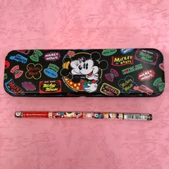 当時物　ミッキーマウス　缶ペンケース　占い鉛筆1本付き