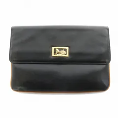 セリーヌ CELINE ヴィンテージ クラッチバッグ セカンドバッグ 馬車金具 ゴールドロゴ レザー黒 ブラック ■GY13 /MQのサムネイル