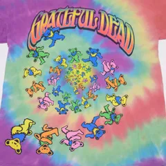 グレイトフル・デッド Grateful Dead バンド Tシャツ タイダイ柄 バンT ヒッピー 70年代 ロック デッドベア ボックスシルエット オーバーサイズ 紫 古着 vintage 【L】
