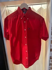 TOMMY HILFIGER トミー カジュアルシャツ 半袖シャツ シャツ 半袖 レッド サイズM A-992