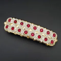 ALEXANDRE DE PARIS アレクサンドルドゥパリ バレッタ ヘアアクセサリー ラインストーン 大粒 フランス製 キラキラ 輝く 豪華 結婚式 パーティー ギフト プレゼント 贈り物 赤