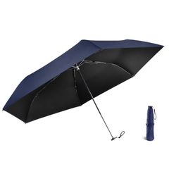 【特価商品】(ダークブルー) (黒) 6本骨 携帯便利 晴雨兼用 高強度カーボンファイバー 高密生地 280T 紫外線遮断 日焼け止め対策 超はっ水 コンパクト 折り畳み傘 遮熱 完全遮光 100% UVカット率 超軽量143g レディース 折りたたみ日傘 K