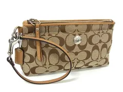 ■美品■ COACH コーチ シグネチャー キャンバス ポーチ マルチケース 小物入れ レディース ブラウン系 DI6625