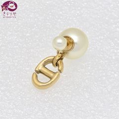 DIOR ディオール トライバル ピアス 片耳 レジンパール CDシグネチャー ゴールドトーンメタル スタッドピアス E1573TRIRS