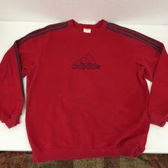 L　adidas 3本線 THREE STRIPE アデイダス　赤　輸入　古着