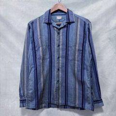 McGREGOR マックレガー 50's vintage アメリカ製 コットン ストライプ ループ留め オープンカラーシャツ size.M ブルー Made in USA