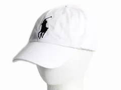 【お得なクーポン配布中!】 ビックポニー ポロ ラルフローレン コットン ベースボール キャップ フリーサイズ / 帽子 ナンバリング トラッカー ハット ポニー刺繍 白