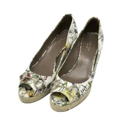 GUCCI グッチ 283876 エスパドリーユ オープントゥ パンプス 花柄 ホワイト系 36 レディース [240101494667]
