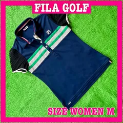 FILA GOLF フィラゴルフ 半袖 袖レース ロゴ刺繍 速乾性 ストレッチ ポロシャツ M