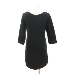プロポーション ボディドレッシング PROPORTION BODY DRESSING ワンピーススーツ セットアップ ノーカラージャケット ボーダー ラメ 総裏地 ワンピース ひざ丈 長袖 2 黒 ブラック /MS