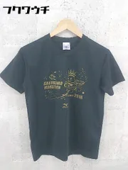 ◇ MIZUNO ミズノ トレーニングウェア プリント 半袖 Tシャツ カットソー サイズS ブラック ゴールド メンズ 【中古】 【1002800642137】