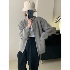 ☆ グレー ☆ フリーサイズ ☆ ニットカーディガン レディース カーディガン ジップアップ カーデガン ニットカーディガン ニットジャケット ニット レディース 長袖 あったか 秋 冬 秋冬 春 春秋 おしゃれ かわいい 無地 シンプル ダブルジップ