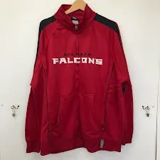 NFL Team Sport エヌエフエル Atlanta Falcon メンズチーム トラックジャケット ジャージ リブ袖 ロゴワッペン CHINA製 メンズ XL レッド ブラック