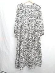 ◇ ⊂ ROPE PICNIC ロペピクニック 総柄 長袖 ロング丈 ワンピース サイズ38 ベージュ ブラック レディース E  【1502060030991】