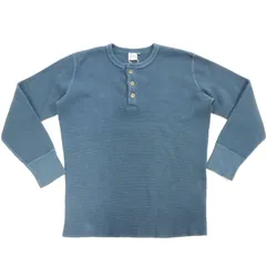 ステュディオ・ダ・ルチザン サーマル ヘンリーネック 長袖Tシャツ 9937 メンズ 無地 ヘビーウェイト ワッフル ロンtee ステュディオ・ダルチザン ブルー  