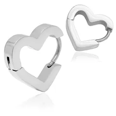 【ハートピアス 色：シルバー 1ペア】[Adelina Style] フープピアス 三角 ハート 長方形 多角形 人気 つけっぱなし メンズ レディース シンプル リングピアス サージカルステンレス 金属アレルギー対応 男女 両耳 プレゼント