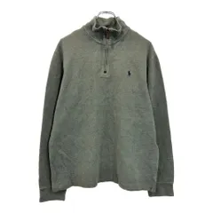 Polo by Ralph Lauren ポロ ラルフローレン ハーフジップ コットンセーター オリーブ(メンズ M)中古 古着 U8154