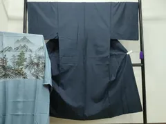 平和屋着物●男性　紬・長襦袢セット　漆黒色　正絹　逸品　CAAO3219gh