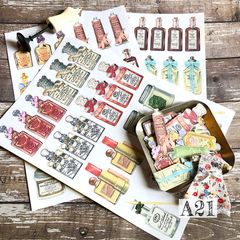 【A21 コラージュ素材】シール　コスメ　ボトル　ジャーナル　手帳　オリジナル