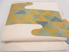 平和屋着物◎塩瀬　九寸名古屋帯　幾何学文様　逸品　DAAC7851ud