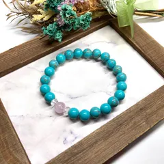 クンツァイト&ターコイズ ブレスレット パワーストーン / メンズ レディース 男性 女性 幸運 開運 恋愛運 お守り ハンドメイド ★