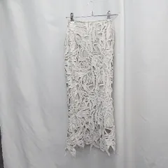 ◇ Θ FEERICHELUフェリーシェル 穴あきレースデザイン ロング丈 タイト スカート サイズS グレー系 レディース E  【1505130004564】
