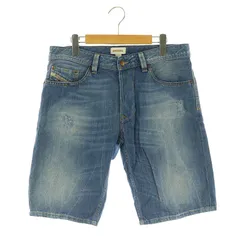 ディーゼル DIESEL デニムショートパンツ ハーフパンツ ボタンフライ ダメージ加工 32 ブルー /MY ■OS ■GY39 ■AX