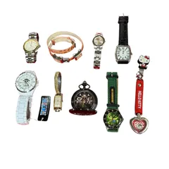 ジャンク品時計9点セット ブランド腕時計、ファッション時計、懐中時計など不動品のセット  S5T164