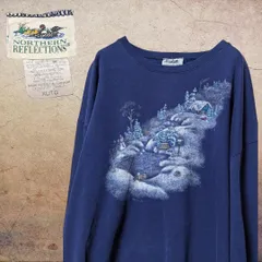 カナダ製NORTHERN REFLECTIONSプリントスウェットトレーナーXL　swh0541