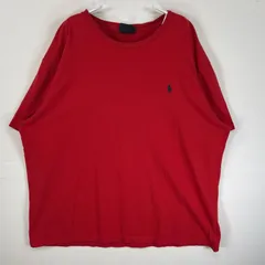 古着 90's/90年代 ポロバイラルフローレン Polo by Ralph Lauren 半袖Tシャツ ロゴ 刺繍 クルーネック XL  レッド 無地 メンズ