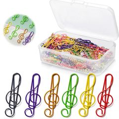 【人気商品】金属製 おしゃれ カラフル ペーパークリップ 多用途 ご用意 文房具 6色 オフィス 学校 2種類の形状を 手帳 50個入り ノート かわいい ブックマーク 書類整理 クリップ 収納便利 ゼムクリップ (音符クリップ)