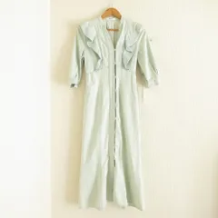 未使用 23SS snidel スナイデル デニムフロントボタンフリルワンピース 七分袖 ロングドレス SWFO231080 0 ライトブルー レディース 古着 中古 USED