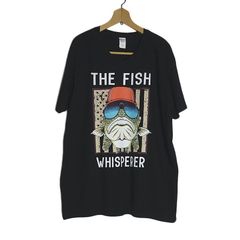 新品 GILDAN 魚 プリントTシャツ Vネック ティーシャツ デッドストック メンズ XL ブラック 黒色 半袖 tee tシャツ tshirts-7975