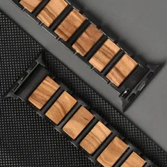 SSP275 Apple Watch 対応 天然木 × ステンレススチール バンド 手作り おしゃれ ハンドメイド かわいい  ウッドブレスレット ストラップ メンズ レディース  アップルウォッチ バンド 替え ベルト  シリーズ 1〜8 対応 プレゼント
