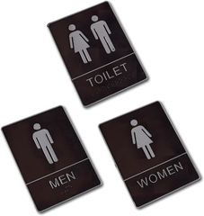 ENN LLC トイレ標識 サインプレートアクリル製 3種セット 男性用 女性用 共用(ダークブラウン)のサムネイル