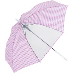 ☆ ギンガムピンク ☆ キッズ ジャンプ傘 58cm 傘 キッズ 58cm 長傘 かさ 58センチ 雨傘 アンブレラ 子供 子ども 女の子 女子 グラスファイバー 透明窓 窓付き 通学 登校 中学生 小学生 小学校 高学年 かわいい おしゃれ シンプル