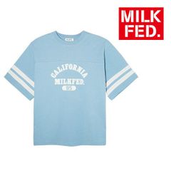 tシャツ Tシャツ ティシャツ ミルクフェド MILKFED STRIPED SLEEVE S/S TOP 103241013005 レディース ライトブルー 水色 ティーシャツ milkfed 可愛い オシャレ 5分袖 5部袖 五分袖 ブルー 青 ブランド