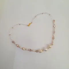 本水晶・コットンパール・ガラスビーズネックレス