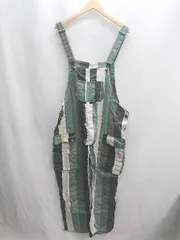 ◇ Θ antiqua tree café 肩ひも調節可能 ストライプ柄 オーバーオール サイズF ブラック グリーン グレー レディース E  【1501230027229】