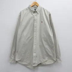 XL/古着 ラルフローレン 長袖 ブランド シャツ メンズ 90s ワンポイントロゴ 大きいサイズ ロング丈 コットン ボタンダウン ベージュ カー