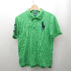 ◇ ⊂ POLO byRALH LAUREN 刺繍 半袖 ポロシャツ サイズL グリーン系 メンズ E  【1506300031472】