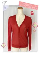 140.新品タグ付き♡UNIQLO ユニクロ ライトVネックカーディガン オレンジ S♡ カーディガン 秋 秋服 春 春服