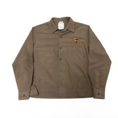 TWINHILL UPS 長袖 ワークシャツ 企業ロゴ ワンポイント ブラウン系 L