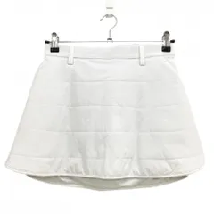 【美品】アディダス 中綿スカート 白 無地 スリット内側ロゴプリント レディース S ゴルフウェア adidas