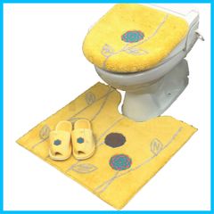 【数量限定】イエロー エトフ スリッパ ＋ フタカバー 洗浄暖房型 トイレマット＋ 金運の黄色 北欧 セット 3点 トイレマットセット